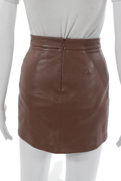 Wilfred Womens Pencil Skirt Brown Zip Short PU Size 00