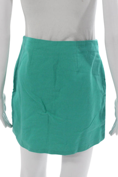 Zara Women Floral Mini Skirt Green Polyester Zip Size XS