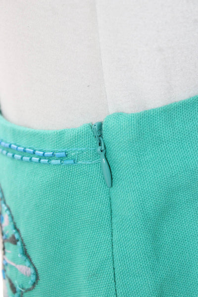 Zara Women Floral Mini Skirt Green Polyester Zip Size XS