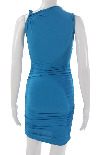 Zara Womens Blue One Shoulder Bodycon Short Sleeveless Polyester Dress Size S
