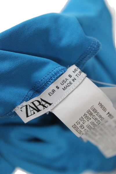 Zara Womens Blue One Shoulder Bodycon Short Sleeveless Polyester Dress Size S