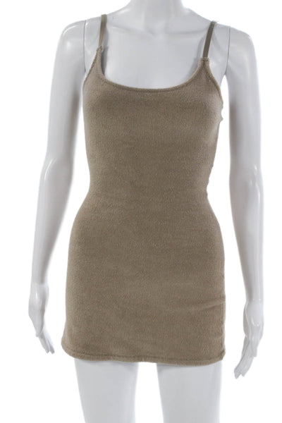 Skims Women Tank Dress Scoop Neck Beige Cotton Size XS
