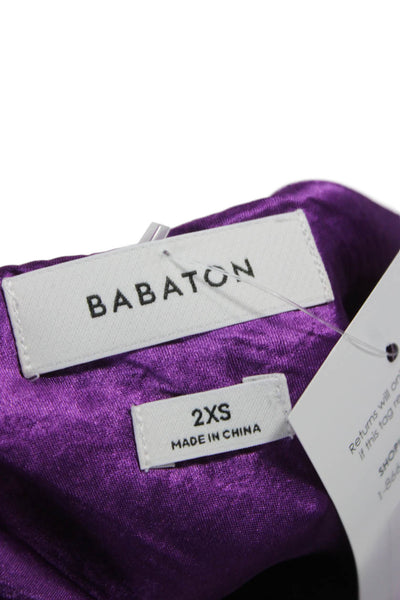 Babaton Women Slip Dress Purple Cowl Neck Sleeveless Short Acetate Size 2XS