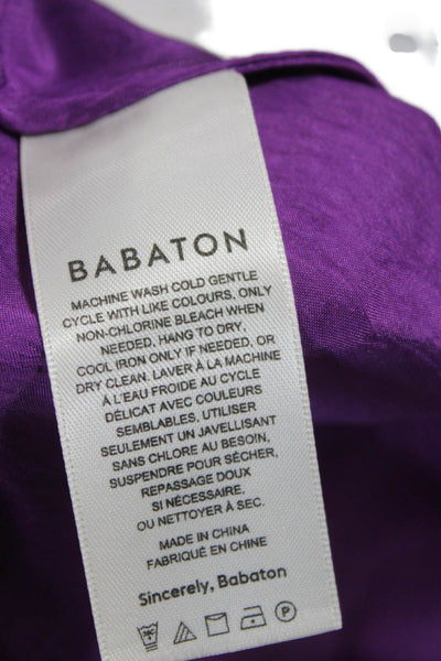 Babaton Women Slip Dress Purple Cowl Neck Sleeveless Short Acetate Size 2XS