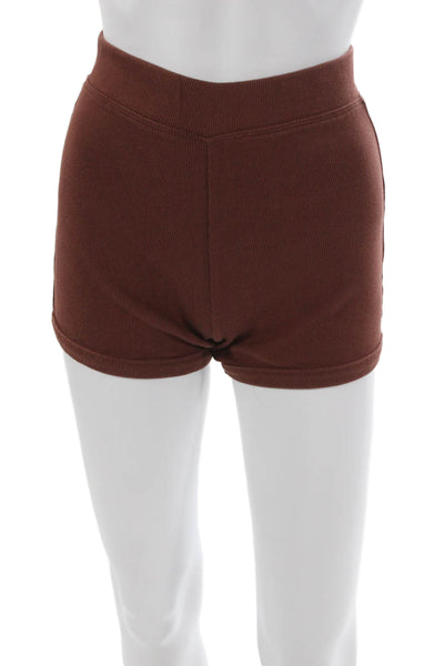 Zara Women Hot Pants Ribbed Knit Striped Brown Summer Size 6