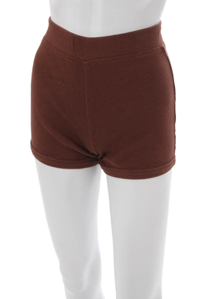 Zara Women Hot Pants Ribbed Knit Striped Brown Summer Size 6