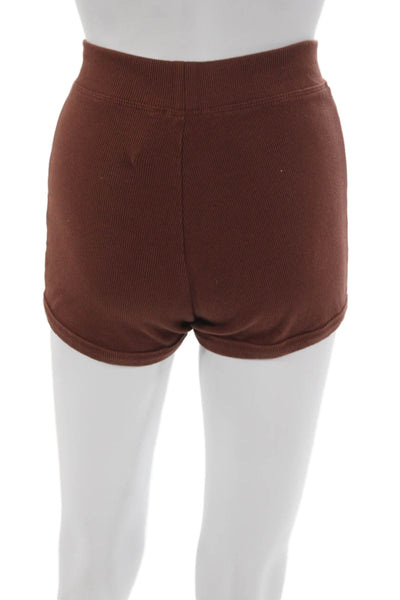 Zara Women Hot Pants Ribbed Knit Striped Brown Summer Size 6