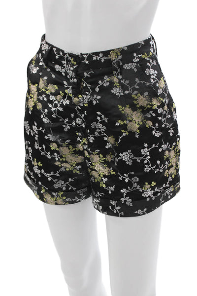 Lioness Womens Hot Pants Floral Black Polyester Button Size XS