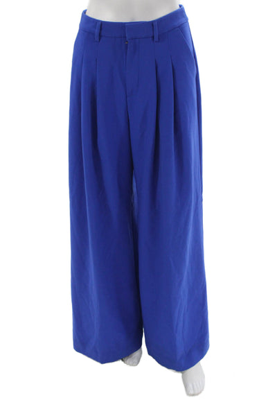 Maeve Anthropologie Womens Dress Pants Blue Button Polyester Size 2
