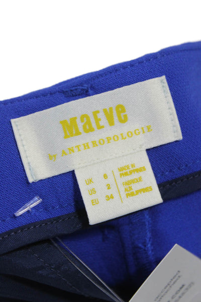 Maeve Anthropologie Womens Dress Pants Blue Button Polyester Size 2