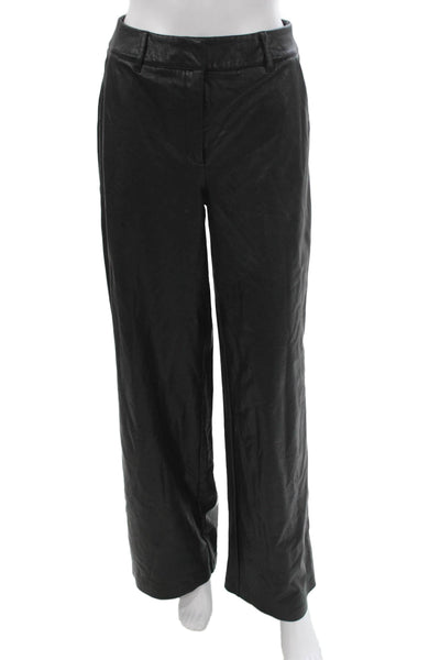 Commando Womens Faux Leather Dress Pants Black Button Size S