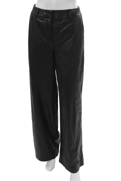 Commando Womens Faux Leather Dress Pants Black Button Size S