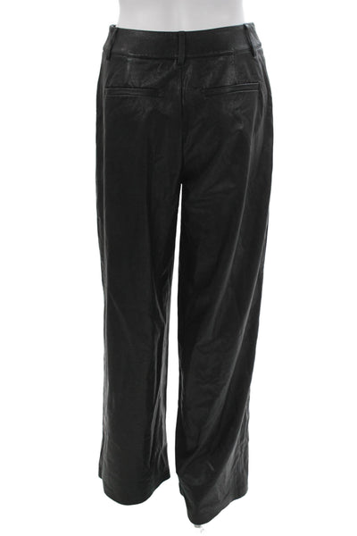 Commando Womens Faux Leather Dress Pants Black Button Size S