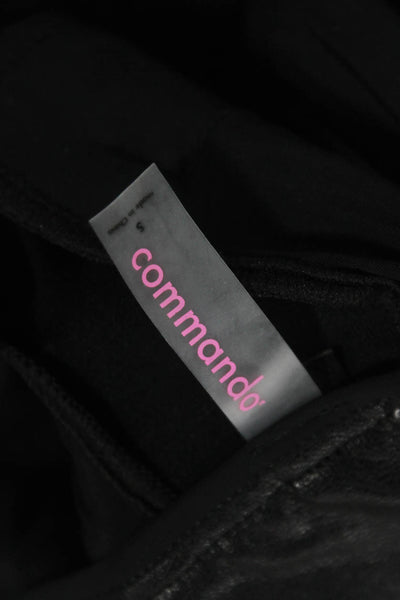 Commando Womens Faux Leather Dress Pants Black Button Size S