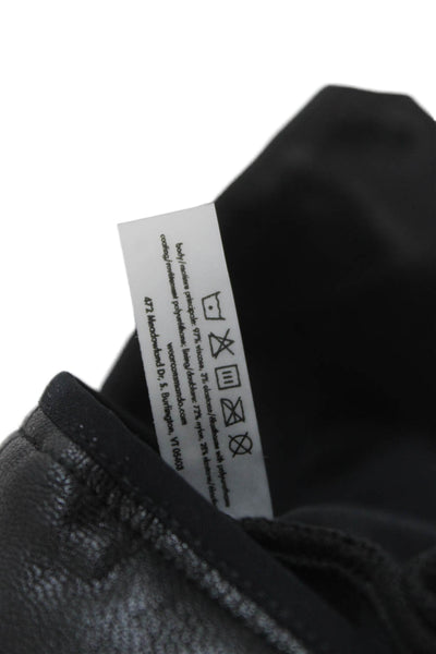 Commando Womens Faux Leather Dress Pants Black Button Size S