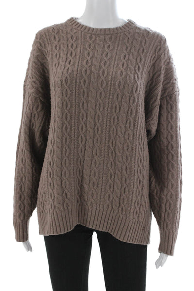 Sunday Best Womens Pullover Merino Wool Brown Crew Neck Long Sleeve Size S