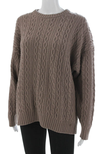 Sunday Best Womens Pullover Merino Wool Brown Crew Neck Long Sleeve Size S