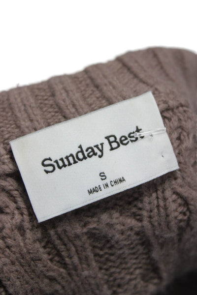 Sunday Best Womens Pullover Merino Wool Brown Crew Neck Long Sleeve Size S