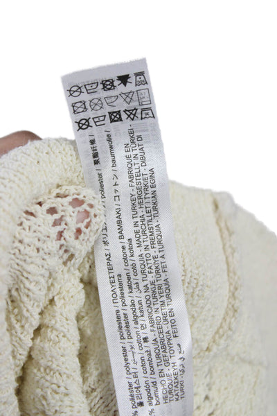 Zara Womens Cardigan Ivory Floral Round Neck Long Sleeve Size S