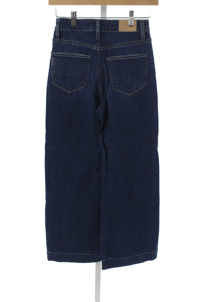 Paige Womens Wide-Leg Jeans Blue Mid-Rise Button 25in Size 24