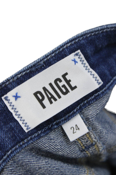 Paige Womens Wide-Leg Jeans Blue Mid-Rise Button 25in Size 24