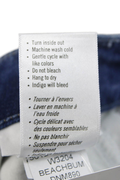 Paige Womens Wide-Leg Jeans Blue Mid-Rise Button 25in Size 24