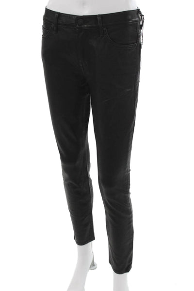 Mother Womens Black Skinny Jeans Polyurethane Button Size M