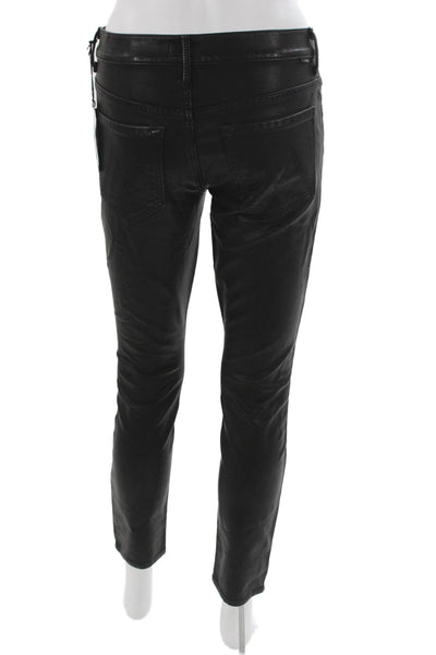 Mother Womens Black Skinny Jeans Polyurethane Button Size M