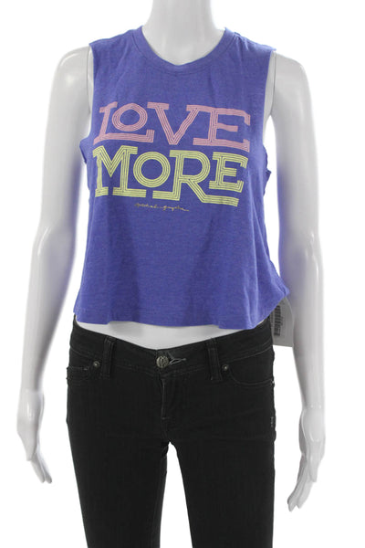 Spiritual Gangster Women Cropped Purple Tank Round Neck Sleeveless Size M