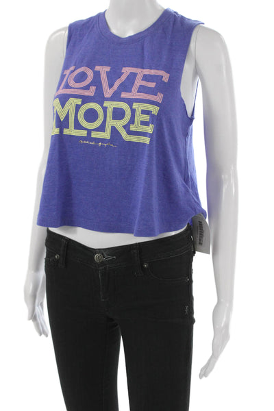 Spiritual Gangster Women Cropped Purple Tank Round Neck Sleeveless Size M
