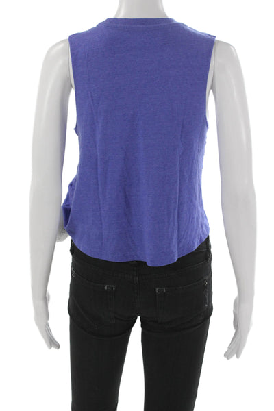 Spiritual Gangster Women Cropped Purple Tank Round Neck Sleeveless Size M