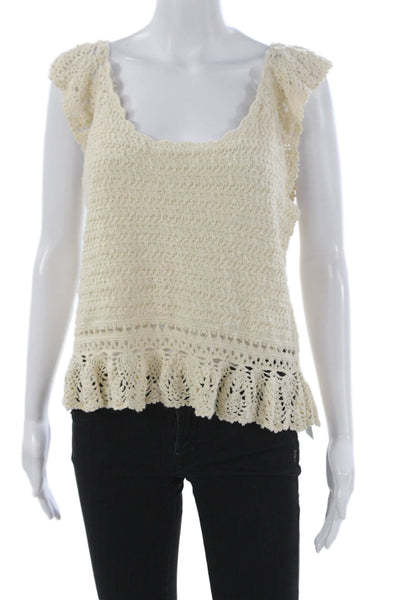 Rails Womens Peplum Blouse Short Sleeve Scoop Neck Ivory Size L