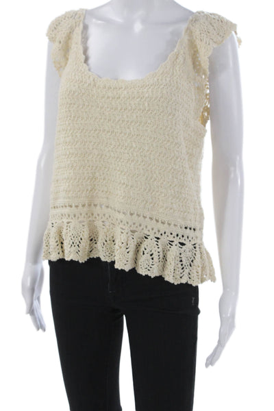 Rails Womens Peplum Blouse Short Sleeve Scoop Neck Ivory Size L