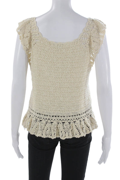 Rails Womens Peplum Blouse Short Sleeve Scoop Neck Ivory Size L