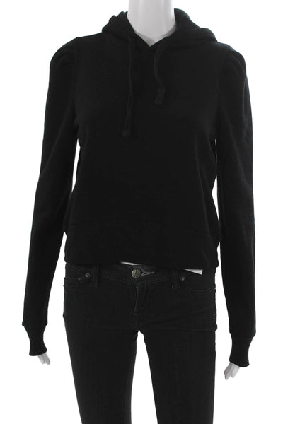 Z Supply Womens Pullover Hoodie Black Rayon Long Sleeve Size S