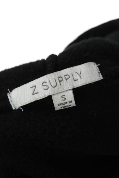 Z Supply Womens Pullover Hoodie Black Rayon Long Sleeve Size S