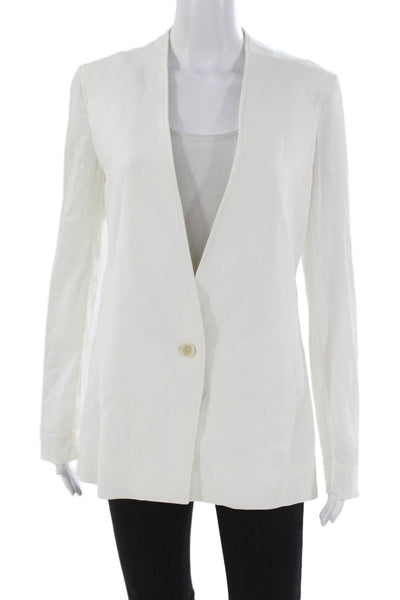 Helmut Lang Womens White Viscose Blend Blazer Button Long Sleeve Size 6