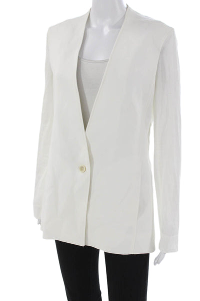 Helmut Lang Womens White Viscose Blend Blazer Button Long Sleeve Size 6