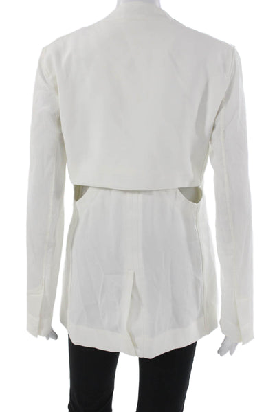 Helmut Lang Womens White Viscose Blend Blazer Button Long Sleeve Size 6