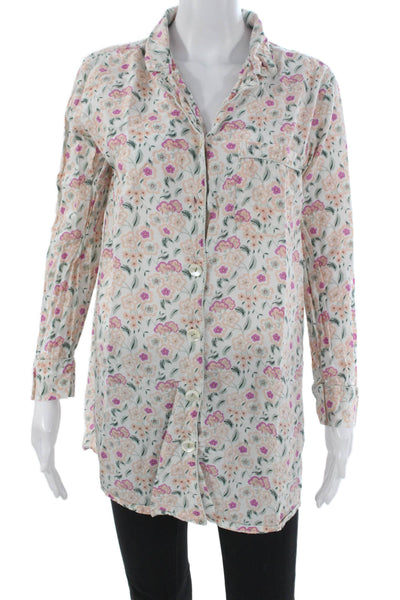 Roller Rabbit Women Tunic Multicolor Floral Cotton Long Sleeve Size S