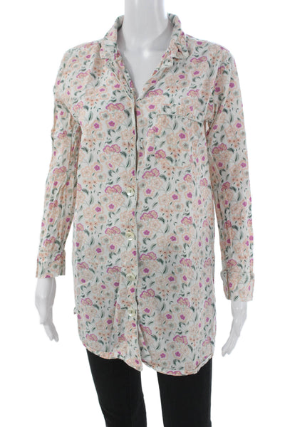 Roller Rabbit Women Tunic Multicolor Floral Cotton Long Sleeve Size S