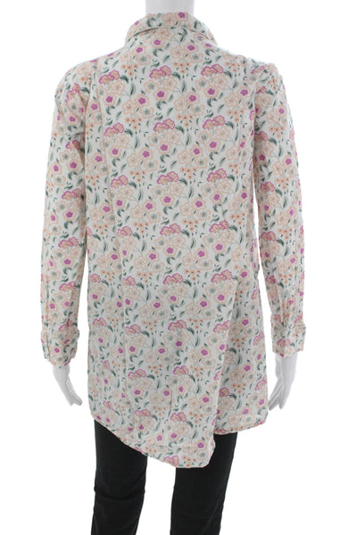 Roller Rabbit Women Tunic Multicolor Floral Cotton Long Sleeve Size S