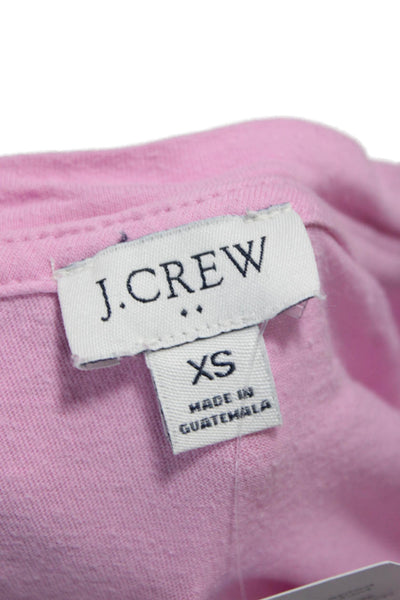 J Crew Women Pink Striped Cotton Crew Neck Long Sleeve Basic T-Shirt Size XS
