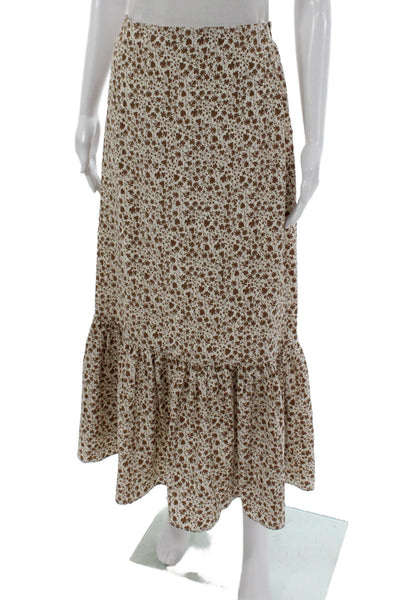 Hyacinth House Womens Maxi Skirt White Rayon Floral Bohemian Long Zip Size XS