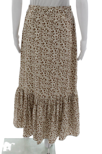 Hyacinth House Womens Maxi Skirt White Rayon Floral Bohemian Long Zip Size XS