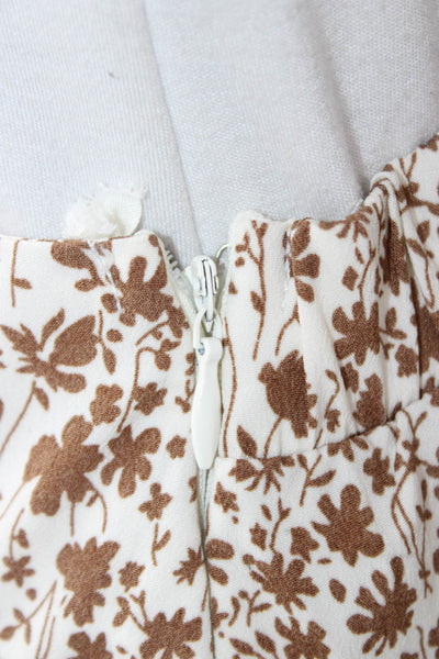 Hyacinth House Womens Maxi Skirt White Rayon Floral Bohemian Long Zip Size XS