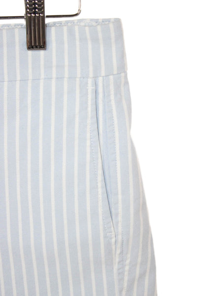 J Crew Women Chino Shorts Striped Blue 98% Cotton Zip Size 2