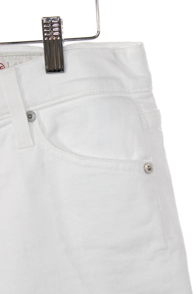 AG-ED Denim Womens Cut-Off White Denim Shorts 98% Cotton Size 25