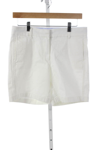 J Crew Womens Chino Shorts White Zip 97% Cotton Size 4