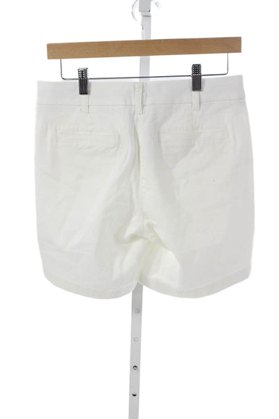J Crew Womens Chino Shorts White Zip 97% Cotton Size 4